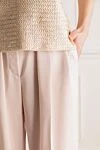 Brunello Cucinelli Women's wool cropped trousers beige - pinches. wool. zipper. Country of manufacture: Italy. Care: specialized cleaning - photo 5