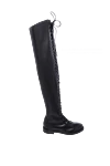 Le Silla Thigh-high boots women's leather high with lacing black - leather. Heel height: 2 cm. lacing. Country of manufacture: Italy. Care: specialized cleaning - photo 1