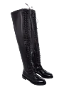 Le Silla Thigh-high boots women's leather high with lacing black - leather. Heel height: 2 cm. lacing. Country of manufacture: Italy. Care: specialized cleaning - photo 3