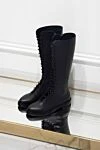 Boots women's leather high with lacing black Le Silla - leather. Heel height: 2 cm. lacing. Country of manufacture: Italy. Care: specialized cleaning - photo 6