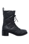 Le Silla Women's black leather quilted boots - quilted surface. genuine leather. Heel height: 4 centimeters. lacing. Country of manufacture: Italy. Care: specialized cleaning - photo 1