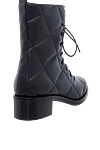 Women's black leather quilted boots Le Silla - quilted surface. genuine leather. Heel height: 4 centimeters. lacing. Country of manufacture: Italy. Care: specialized cleaning - photo 4