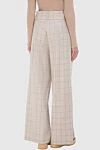 D.Exterior Women's checkered pants with a belt beige - checkered pattern. two side pockets. 96% wool, 4% elastane. zipper, belt. Country of manufacture: Italy. Care: specialized cleaning - photo 3