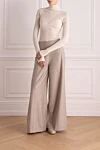 Women's wide pants beige D.Exterior - lurex. wool, polyester, elastane. elastic belt. Country of manufacture: Italy. Care: specialized cleaning - photo 2