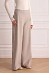 D.Exterior Women's wide pants beige - lurex. wool, polyester, elastane. elastic belt. Country of manufacture: Italy. Care: specialized cleaning - photo 3