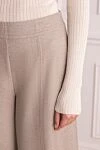 D.Exterior Women's wide pants beige - lurex. wool, polyester, elastane. elastic belt. Country of manufacture: Italy. Care: specialized cleaning - photo 5