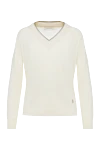 Tonet White jumper for women - V-neck. 80% wool, 12% cashmere, 8% silk. Country of manufacture: Italy. Care: specialized cleaning - photo 1