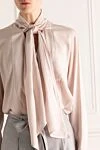 Tonet Women's blouse with a scarf beige - scarf. viscose, polyamide. Country of manufacture: Italy. Care: specialized cleaning - photo 5