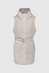 Tonet Women's beige polyester vest - stitch, belt. hood. 100% polyester. zipper, buttons. two side pockets. Country of manufacture: Italy. Care: specialized cleaning - photo 1