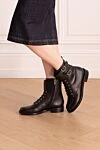 Black leather boots for women Gianvito Rossi - buckles. genuine leather. Heel height: 2 centimeters. lacing. Country of manufacture: Italy. Care: specialized cleaning - photo 2