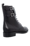 Black leather boots for women Gianvito Rossi - buckles. genuine leather. Heel height: 2 centimeters. lacing. Country of manufacture: Italy. Care: specialized cleaning - photo 4