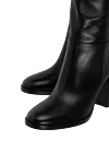 Gianvito Rossi Boots women's high leather on square heel black - leather. Heel height: 6 cm. zipper. Country of manufacture: Italy. Care: specialized cleaning - photo 5