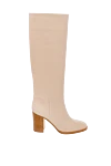 Gianvito Rossi Boots women's high leather on square heel beige - leather. Heel height: 6 cm. zipper. Country of manufacture: Italy. Care: specialized cleaning - photo 1