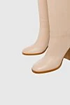 Gianvito Rossi Boots women's high leather on square heel beige - leather. Heel height: 6 cm. zipper. Country of manufacture: Italy. Care: specialized cleaning - photo 5