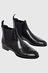 Santoni Women's black leather boots with an elastic insert - leather. Heel height: 2 centimeters. Fastener: elastic insert. Country of manufacture: Italy. Care: specialized cleaning - photo 3