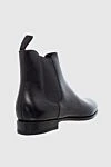 Women's black leather boots with an elastic insert Santoni - leather. Heel height: 2 centimeters. Fastener: elastic insert. Country of manufacture: Italy. Care: specialized cleaning - photo 4