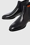 Santoni Women's black leather boots with an elastic insert - leather. Heel height: 2 centimeters. Fastener: elastic insert. Country of manufacture: Italy. Care: specialized cleaning - photo 5