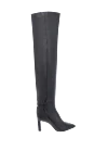 Santoni Women's leather over-the-knee boots with elastic, black - leather. Heel height: 6 cm. zipper. Country of manufacture: Italy. Care: specialized cleaning - photo 1