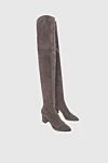 Santoni Women's suede over-the-knee boots with a zipper, gray - suede. Heel height: 6 cm. zipper. Country of manufacture: Italy. Care: specialized cleaning - photo 3