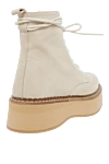 Women's beige suede boots with laces Paloma Barcelo - stitching, contrasting sole. suede. Sole height: 2 centimeters. lacing. Country of manufacture: Italy. Care: specialized cleaning - photo 4