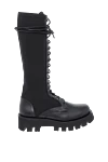 Paloma Barcelo Black leather boots for women - massive sole. leather. Heel height: 6 cm. lacing. Country of manufacture: Italy. Care: specialized cleaning - photo 1