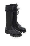 Paloma Barcelo Black leather boots for women - massive sole. leather. Heel height: 6 cm. lacing. Country of manufacture: Italy. Care: specialized cleaning - photo 3