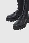 Paloma Barcelo Black leather boots for women - massive sole. leather. Heel height: 6 cm. lacing. Country of manufacture: Italy. Care: specialized cleaning - photo 5