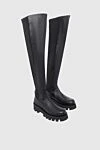 Paloma Barcelo Women's high leather boots with an elastic insert, black - massive sole. leather. Heel height: 2 cm. Fastener: elastic insert. Country of manufacture: Italy. Care: specialized cleaning - photo 3