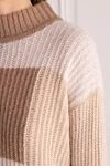 Peserico Beige jumper for women - contrasting inserts. 58% alpaca, 36% polyamide, 6% wool. Country of manufacture: Italy. Care: specialized cleaning - photo 5