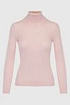 Peserico Pink wool womens turtleneck with wide ribbing - textured surface. 100% wool. Country of manufacture: Italy. Care: specialized cleaning - photo 1