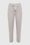 Cappellini Women's cropped beige trousers with white inserts - two side pockets, two back pockets. polyester, viscose, elastane. drawstring. Country of manufacture: Italy. Care: specialized cleaning - photo 1