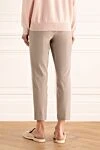 Women's cropped beige trousers with white inserts Cappellini - two side pockets, two back pockets. polyester, viscose, elastane. drawstring. Country of manufacture: Italy. Care: specialized cleaning - photo 4