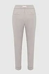 Women's cropped beige trousers with white inserts Cappellini - two side pockets, two back pockets. polyester, viscose, elastane. drawstring. Country of manufacture: Italy. Care: specialized cleaning - photo 6