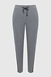 Cappellini Women's cropped grey trousers with dark inserts - two side pockets, two back pockets. cotton, elastane. drawstring. Country of manufacture: Italy. Care: specialized cleaning - photo 1