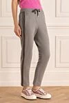 Cappellini Women's cropped grey trousers with dark inserts - two side pockets, two back pockets. cotton, elastane. drawstring. Country of manufacture: Italy. Care: specialized cleaning - photo 3