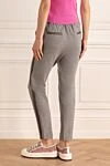 Women's cropped grey trousers with dark inserts Cappellini - two side pockets, two back pockets. cotton, elastane. drawstring. Country of manufacture: Italy. Care: specialized cleaning - photo 4