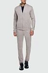 Men's cotton sports suit, beige Cesare di Napoli - Brand logo. 100% cotton. Closure: Drawstring, zipper. Four side pockets. Country of manufacture: Italy. Care: specialized cleaning - photo 2