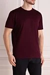 Cesare di Napoli Cotton T-shirt burgundy for men - 100% cotton. Country of manufacture: Italy. Care: specialized cleaning - photo 3