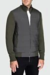 Men's cardigan made of wool and polyester green Cesare di Napoli - Combined fabric. 100% wool, 100% polyester. Closure: Zipper. Two side pockets. Country of manufacture: Italy. Care: specialized cleaning - photo 2