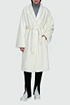 White fur coat made of natural fur for women Blancha - natural fur. belt. two side pockets. Country of manufacture: Italy. Care: specialized cleaning - photo 2