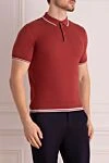 Corneliani Cotton polo red for men - Contrasting lines on cuffs and collar. 100% cotton. Buttons. Country of manufacture: Italy. Care: specialized cleaning - photo 3