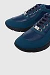 Billionaire Blue leather sneakers for men - logo print. 100% genuine leather. lacing. sole height 2cm. Country of manufacture: Italy. Care: specialized cleaning - photo 5