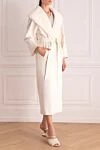 Heresis White wool and fur coat for women - fur. wool, natural fur. belt. two side pockets. Country of manufacture: Italy. Care: specialized cleaning - photo 3