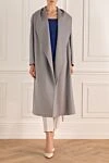 Gray wool coat for women Heresis - 100% wool. belt. two side pockets. Country of manufacture: Italy. Care: specialized cleaning - photo 2