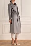 Heresis Gray wool coat for women - 100% wool. belt. two side pockets. Country of manufacture: Italy. Care: specialized cleaning - photo 3