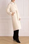 Heresis Alpaca and wool coat for women white - 52% alpaca, 48% wool. belt. two side pockets. Country of manufacture: Italy. Care: specialized cleaning - photo 3