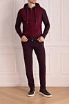 Men's sports suit made of wool, viscose and cashmere, burgundy Cesare di Napoli - Velvet front, contrast trim. Hood. 45% wool, 30% viscose, 25% cashmere. Closure: Zipper. Four side pockets. Country of manufacture: Italy. Care: specialized cleaning - photo 2