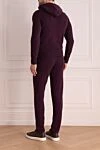 Men's sports suit made of wool, viscose and cashmere, burgundy Cesare di Napoli - Velvet front, contrast trim. Hood. 45% wool, 30% viscose, 25% cashmere. Closure: Zipper. Four side pockets. Country of manufacture: Italy. Care: specialized cleaning - photo 4