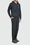 Men's sports suit made of wool, viscose and cashmere, gray Cesare di Napoli - Velvet front, contrast trim. Hood. 45% wool, 30% viscose, 25% cashmere. Closure: Zipper. Four side pockets. Country of manufacture: Italy. Care: specialized cleaning - photo 2