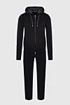 Cesare di Napoli Men's sports suit made of wool, viscose and cashmere, black - Velvet front, contrast trim. Hood. 45% wool, 30% viscose, 25% cashmere. Closure: Zipper. Four side pockets. Country of manufacture: Italy. Care: specialized cleaning - photo 1